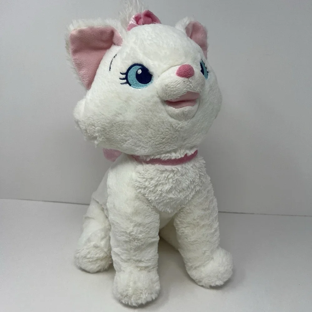 Genuine Disney Aristocats Marie White Cat Plush with Pink Bow Stuffed Animal
